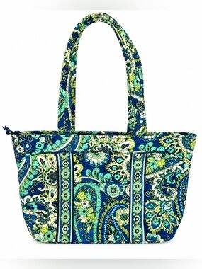 Vera Bradley Rhythm & Blues Retired Floral Paisley Tote Bag Blue Green